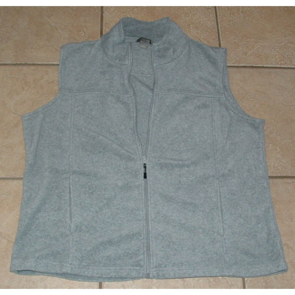 Gray Plus Sz 1X Soft Fleece Full Zip Vest Zipped Pockets NATURAL REFELCTIONS
